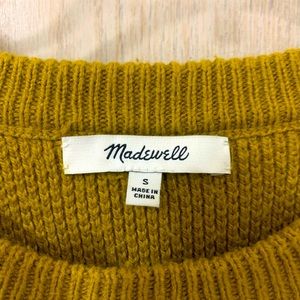 Madewell split back sweater in goldenrod.